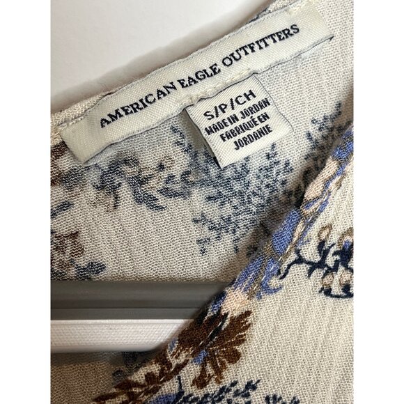 American Eagle Floral Cold Shoulder Top S Boho Cottagecore Feminine - Picture 3 of 11